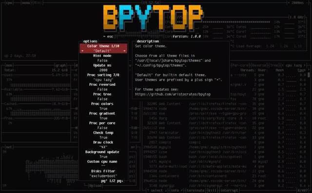 火了！这款免费开源的终端资源监控器是真的牛逼..._bpytop_04