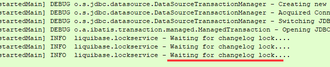 springboot 启动卡住，控制台 Waiting for changelog lock...._springboot_02