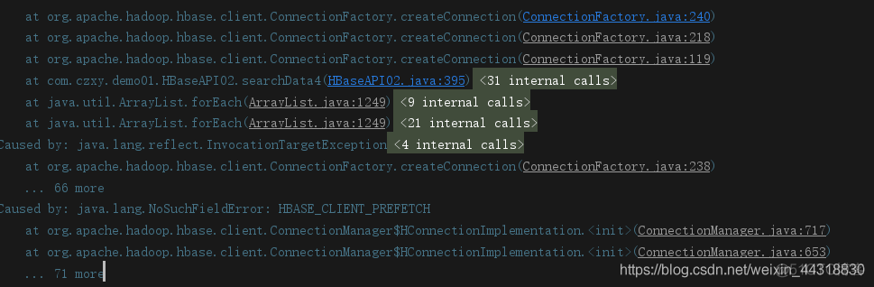 HBase使用JavaAPI连接出现java.io.IOException: java.lang.reflect.InvocationTargetException异常解决_HBase学习