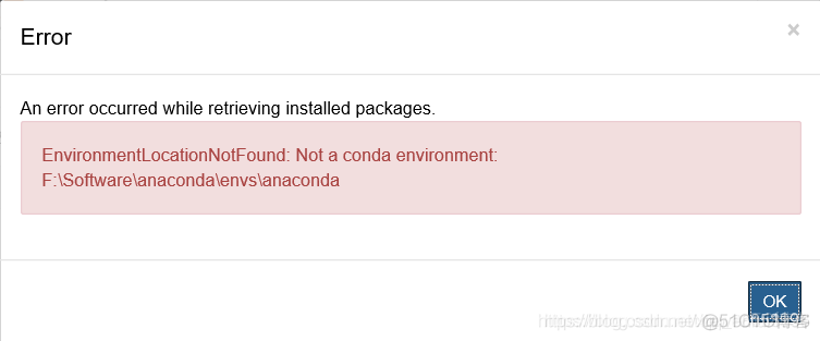 打开Jupyter Notebook 时报错：EnvironmentLocationNotFound: Not a conda