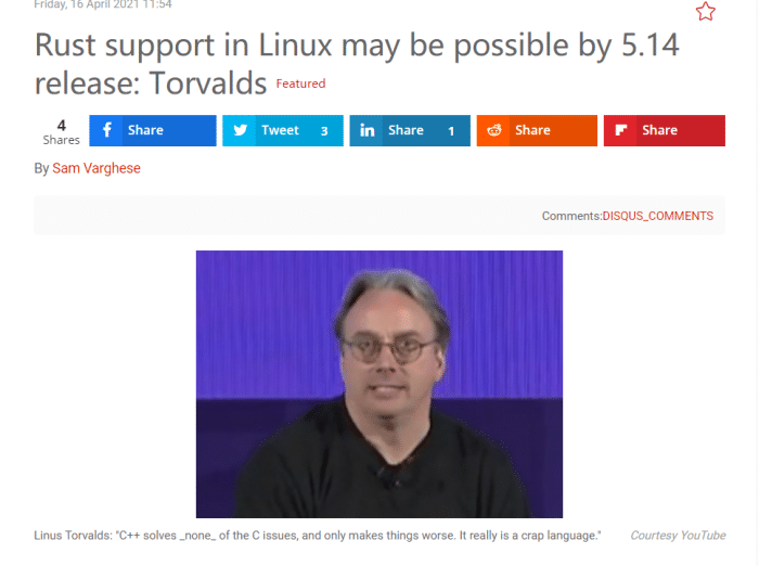 C++是一门很烂的语言？Linus Torvalds脾气又不好了_c++