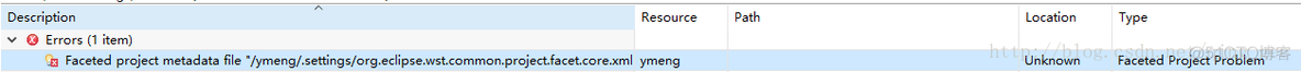 Faceted project metadata file_Eclipse