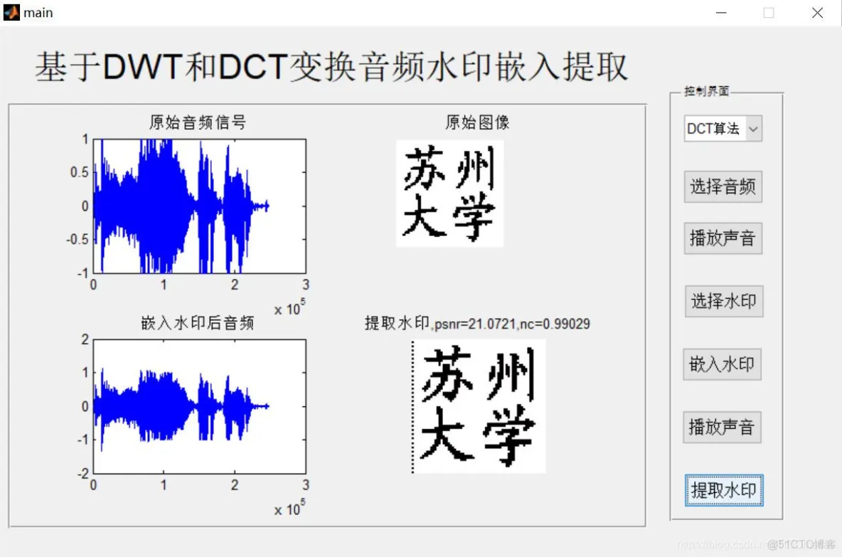 【语音隐写】基于DCT+DWT音频数字水印嵌入提取matlab源码含GUI_信号处理_03