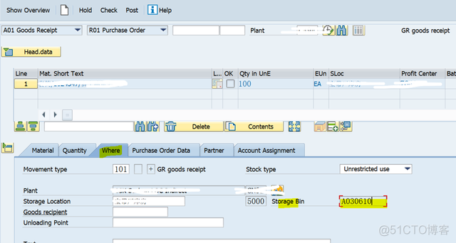 SAP MM MIGO界面‘Where’标签页里的storage bin_SAP _02