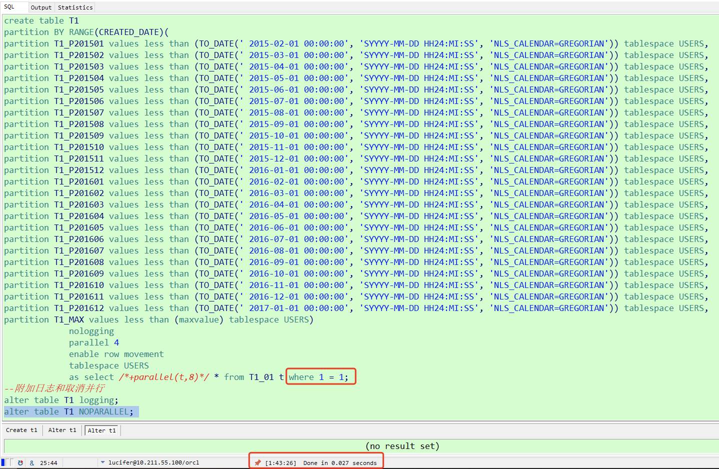 Oracle普通表按月转分区表，通过PLSQL包一键生成分区表_Oracle_08