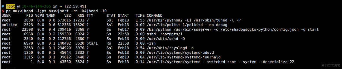 Linux终端查看最消耗CPU内存的进程_linux_02