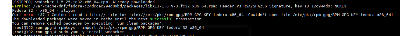 Fedora 32 解决/etc/pki/rpm-gpg/RPM-GPG-KEY-fedora-x86_64问题_fedora