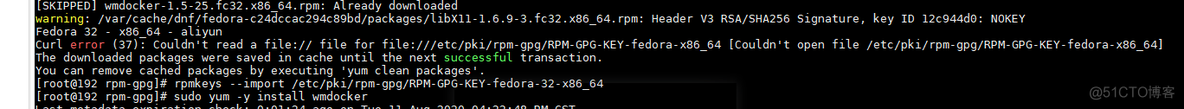 Fedora 32 解决/etc/pki/rpm-gpg/RPM-GPG-KEY-fedora-x86_64问题_fedora