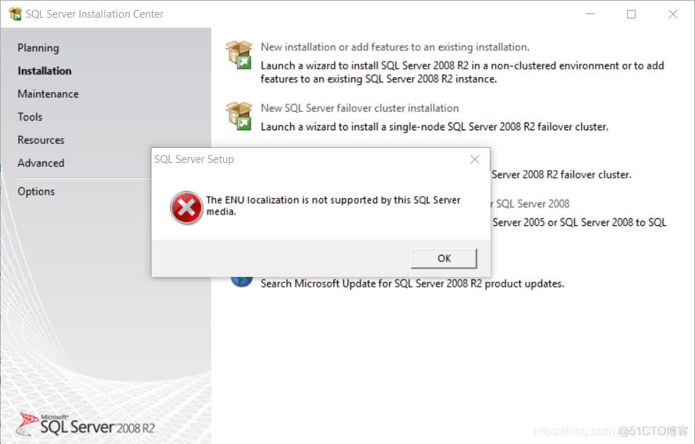 The ENU localization is not supported by this SQL Server media【SQLserver】_环境配置