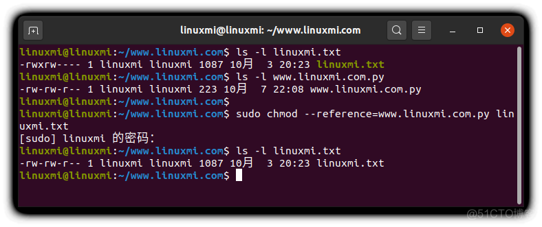 Linux修改权限命令chmod用法示例_linux_07