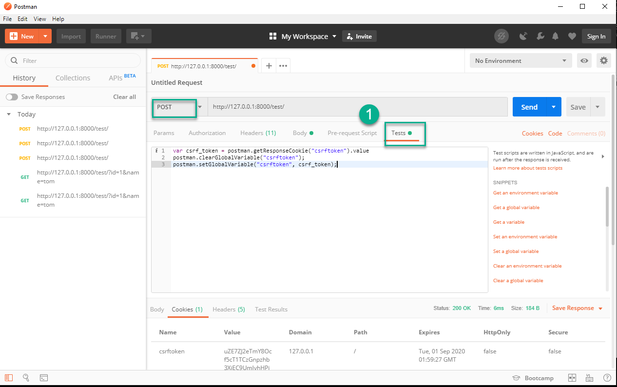 Postman post csrf_token_django