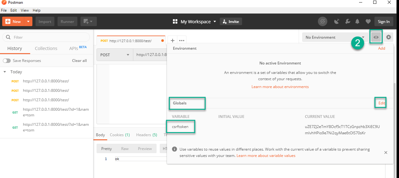 Postman post csrf_token_django_02