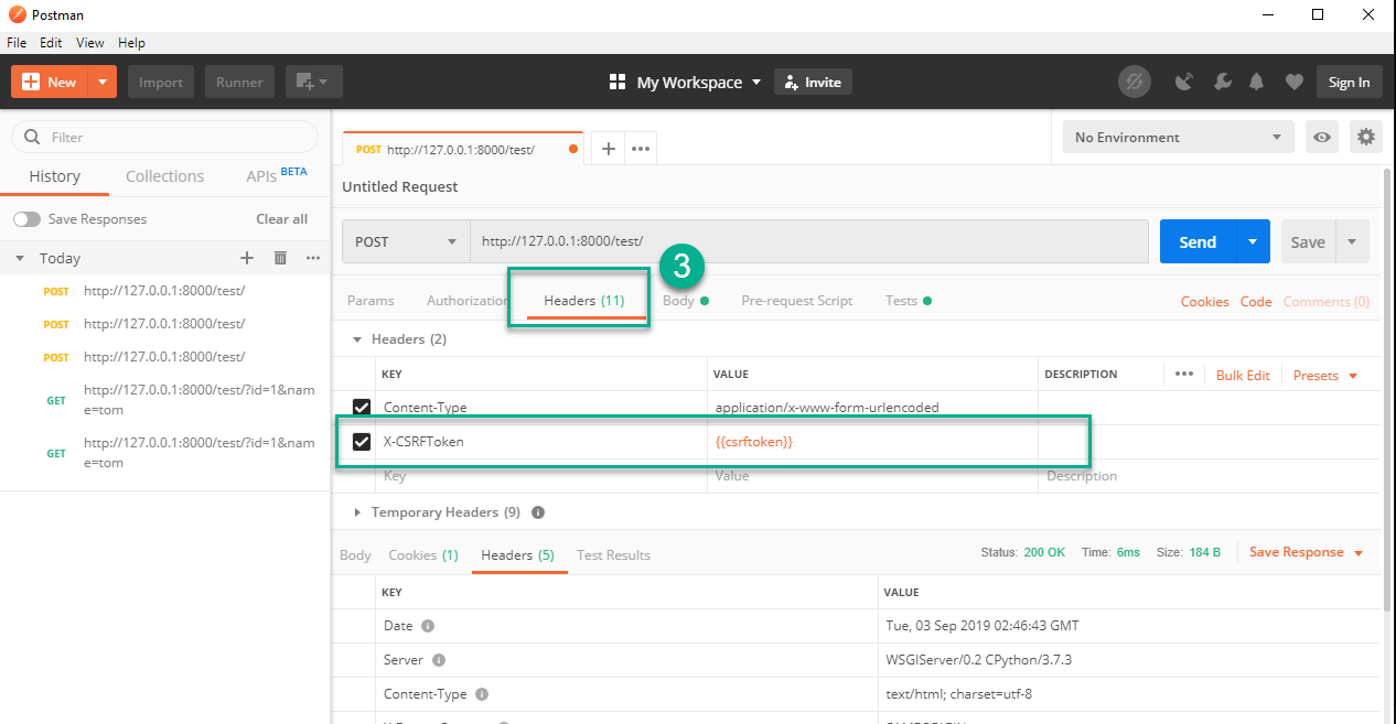 Postman post csrf_token_django_03