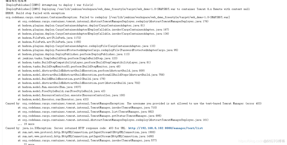 jenkins打包部署到tomcat报错Build step ‘Deploy war/ear to a container‘ marked build as failure_tomcat