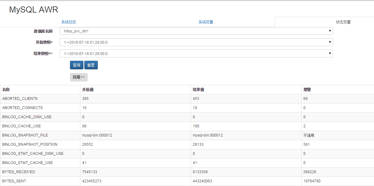 媲美oracle awr/statspack的mysql awr第一版发布_MySQL_05