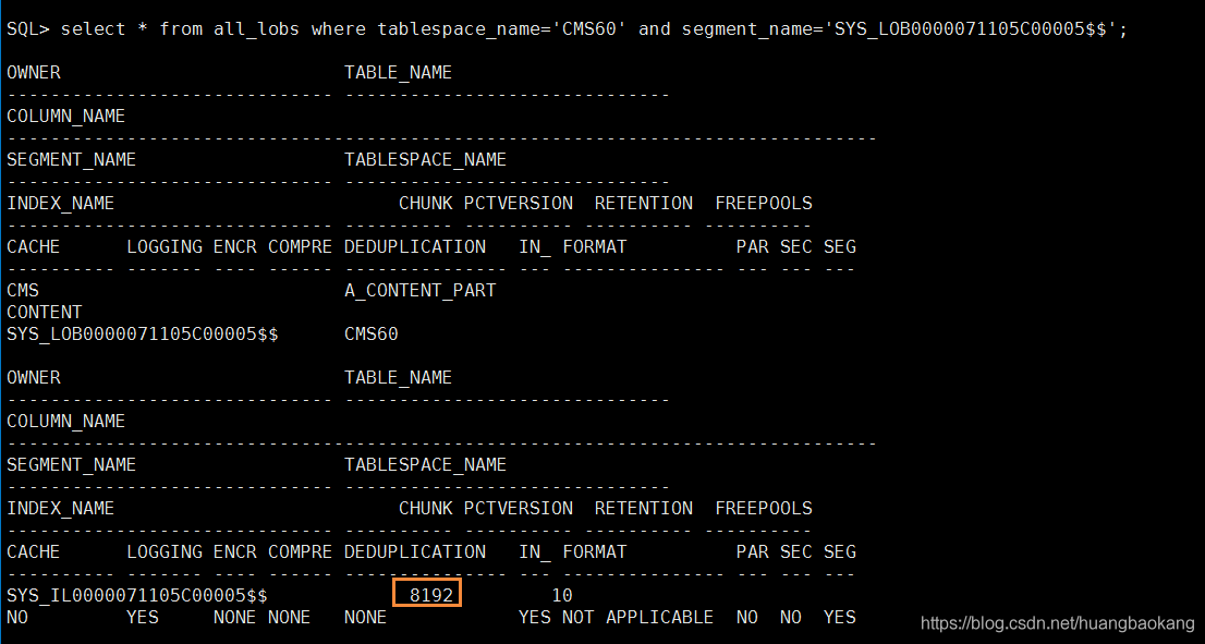 ORA-01691: unable to extend lob segment CMS.SYS_LOB0000071105C00005$$ by 8192 in tablespace CMS60_代码