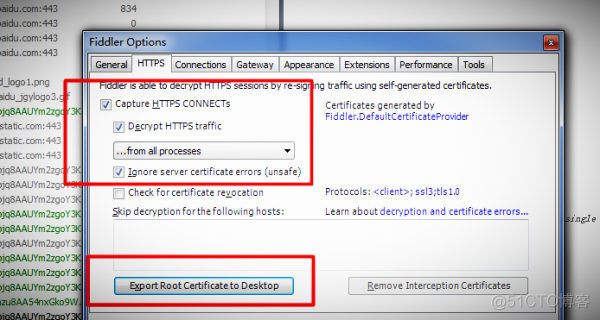 fiddler使用——配置抓取https，出现提示“禁用解密”“单击配置”_把苹果咬哭的不规律日常