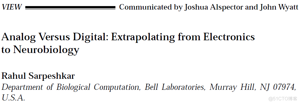 Analog Versus Digital: Extrapolating from Electronics to Neurobiology_资源分配