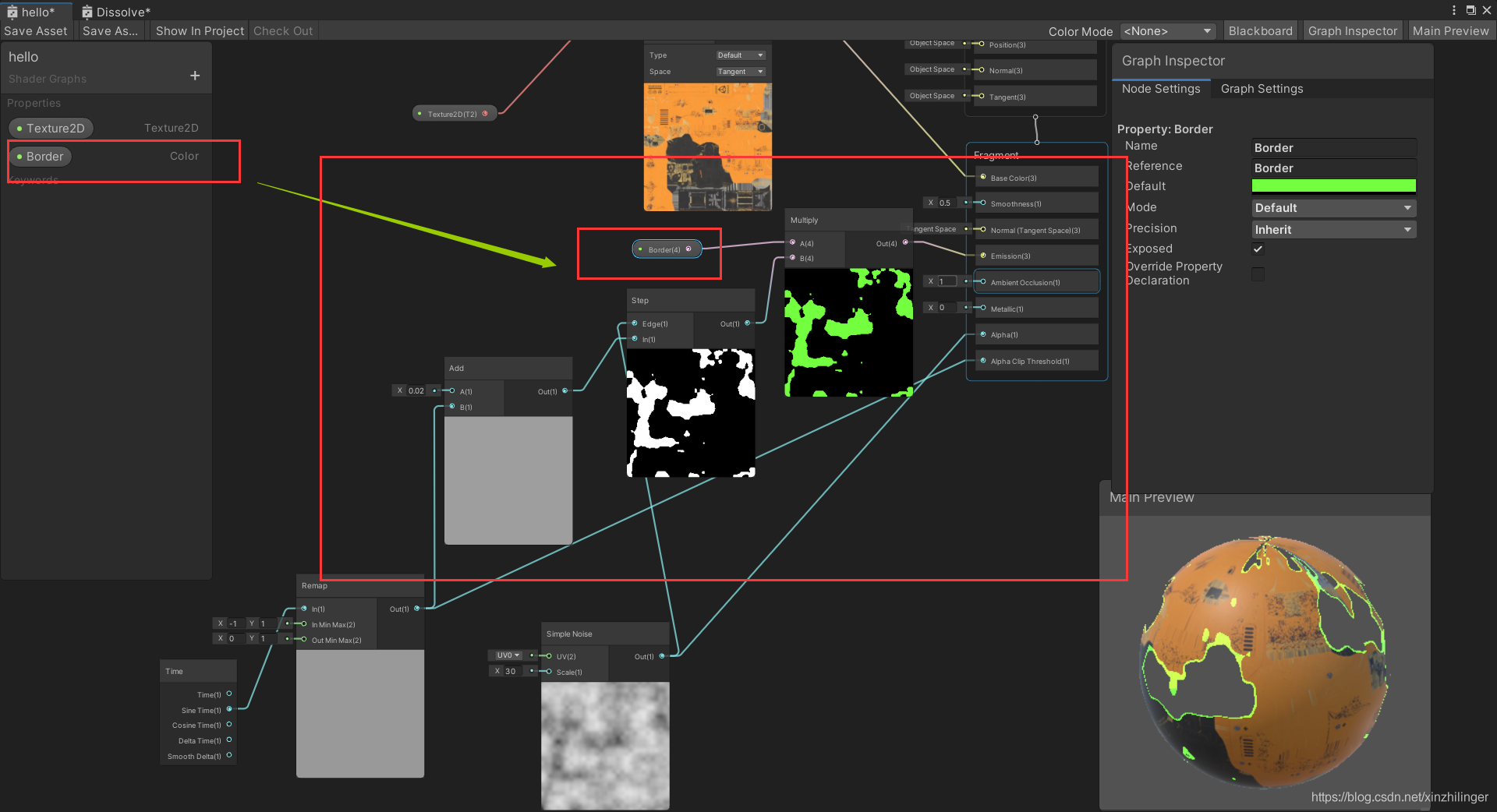 Unity 使用Shader Graph实现物体溶解效果_溶解_13