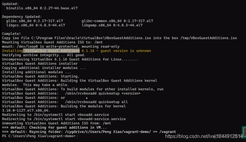 windows 安装vagrant reload 失败； No Virtualbox Guest Additions installation found._.net_02