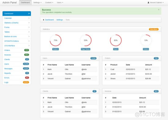 20 个免费的 Bootstrap 的后台管理模板_界面设计_09