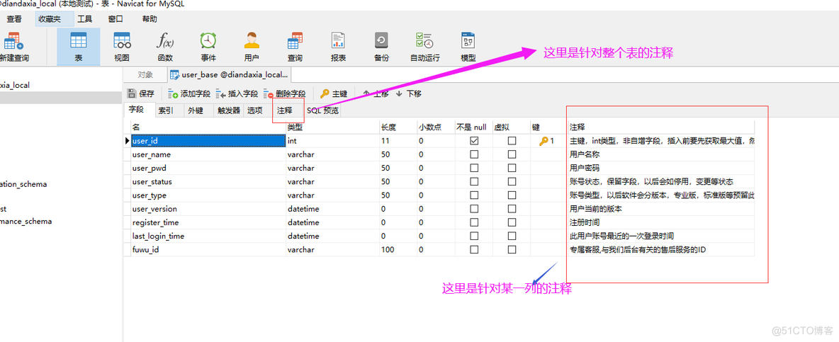 MySQL 中 针对表和列的注释，方便使用其生成的实体类。mybatis-generator_MySQL