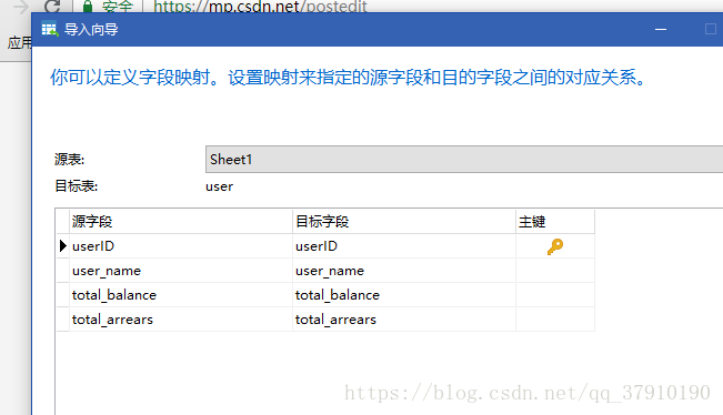 Navicat 从EXCEL批量导入数据过程_字段名_06