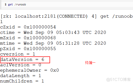 吴裕雄--天生自然 Zookeeper学习笔记--Zookeeper 客户端基础命令使用_版本号_08