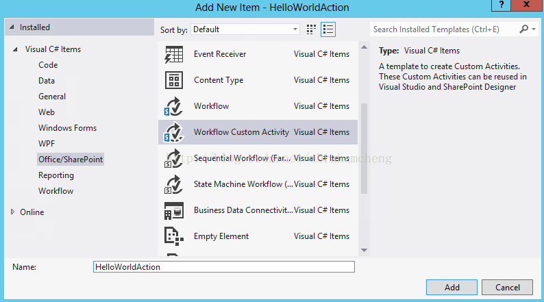 VS2012 开发SharePoint 2013 声明式workflow action(activity)之 HelloWorld_javascript_03