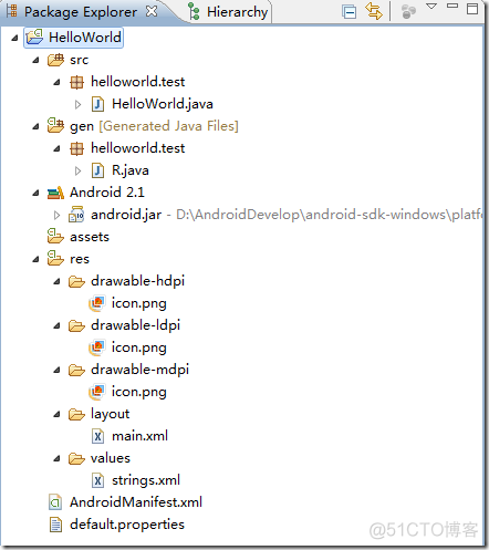 Android开发之旅：HelloWorld项目的目录结构_xml
