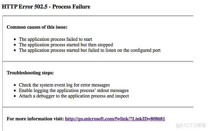 [转]HTTP Error 502.5 - Process Failure asp.net core error in IIS_javascript