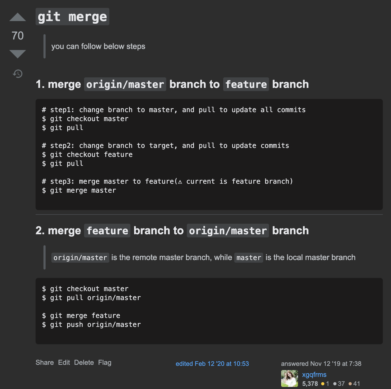 git merge other feature branch  into current feature branch_origin/master