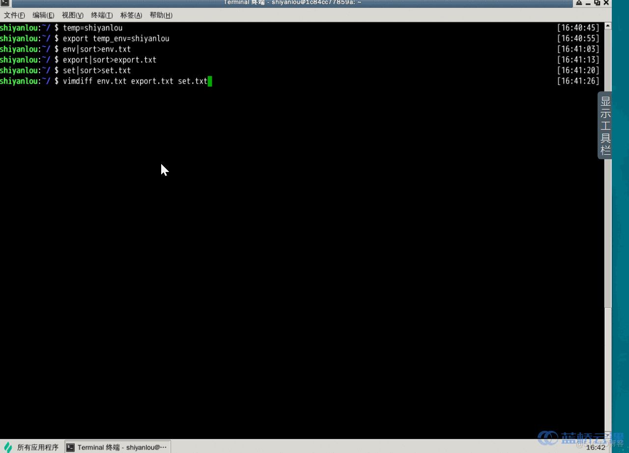 vimdiff env.txt export.txt set.txt_子进程_03