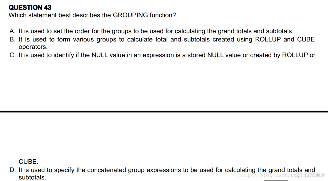 [每日一题] OCP1z0-047 :2013-08-15 描述GROUPING 函数 .......................................43_函数参数