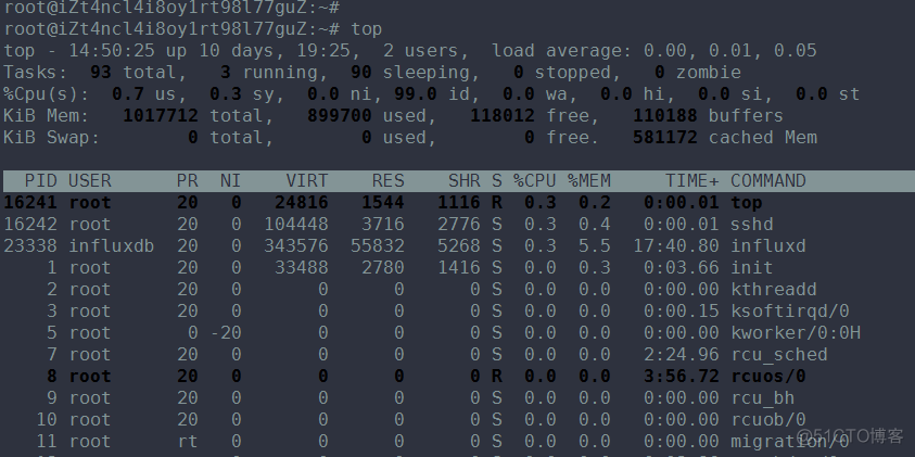 linux 查看 cpu 和内存的命令 - top_oracle