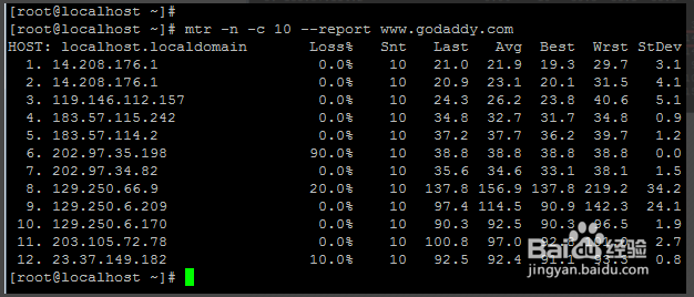 Linux/Centos下使用mtr做路由图进行网络分析_丢包_02