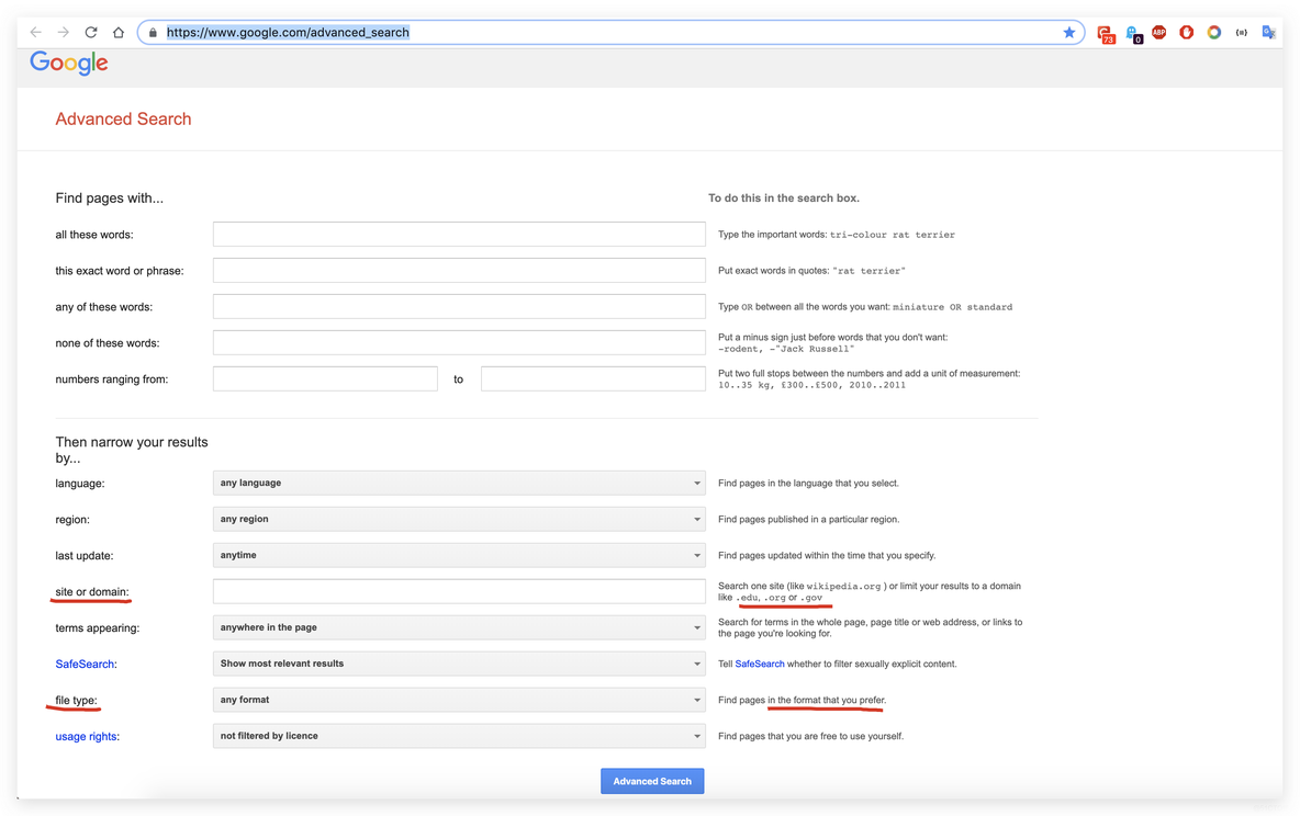 google advanced search operators_Search
