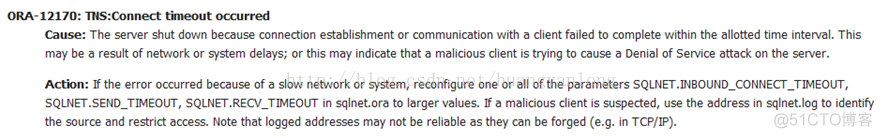 Alert Log中“Fatal NI connect error 12170”错误_sql_02