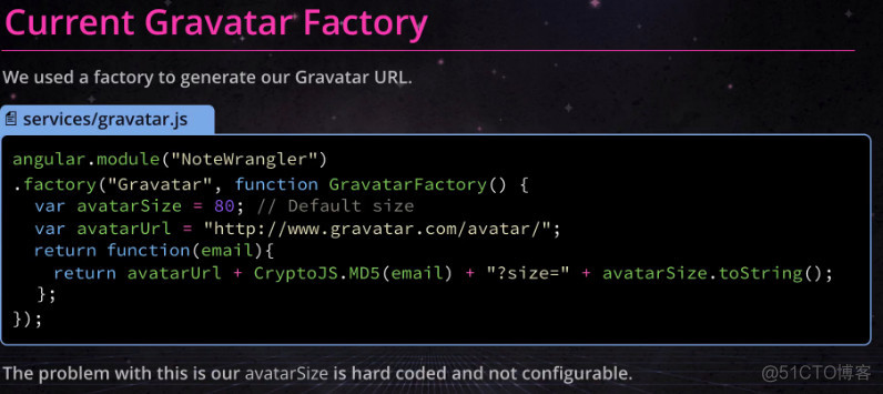 [AngularJS + cryptoJS + Gravatar] Provider vs factory_ide_05