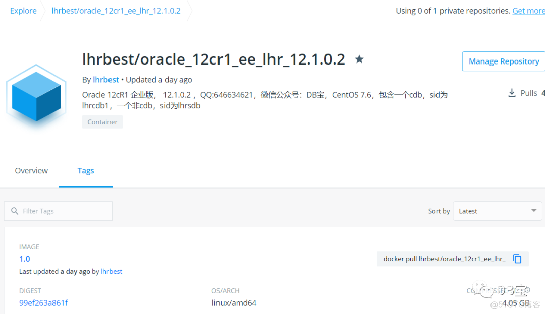 【DB宝13】在Docker中只需2步即可拥有Oracle 12cR1(12.1.0.2)企业版环境_docker