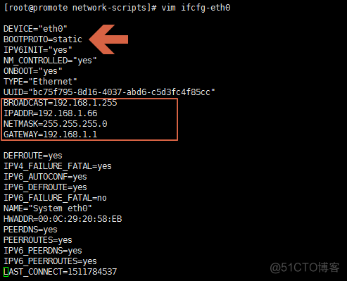 centos6配置固定ip地址（选择桥接模式）_vim