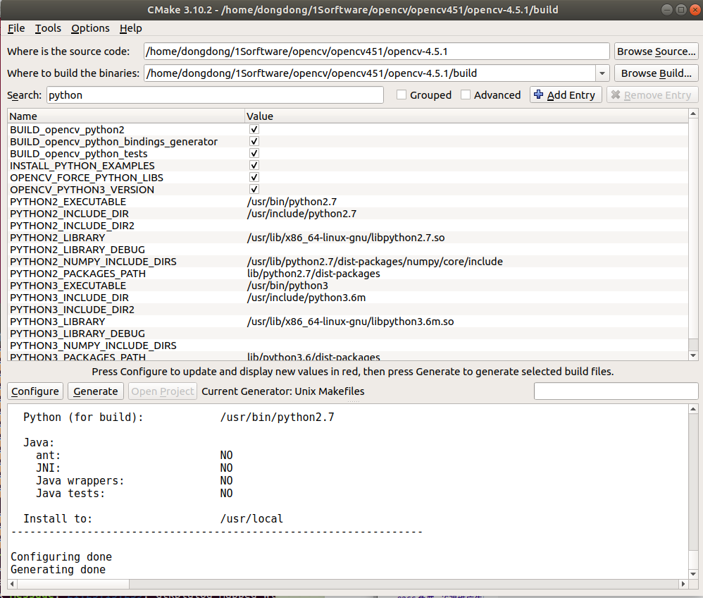 ubuntu1804.6从源码编译opencv4.5和扩展库和cuda10.1_ide_26