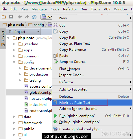 如何撤销 PhpStorm/Clion 等 JetBrains 产品的 “Mark as Plain Text” 操作 ?_PHP