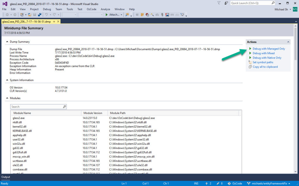 How to Create, Use, and Debug .NET application Crash Dumps in 2019_sed_05