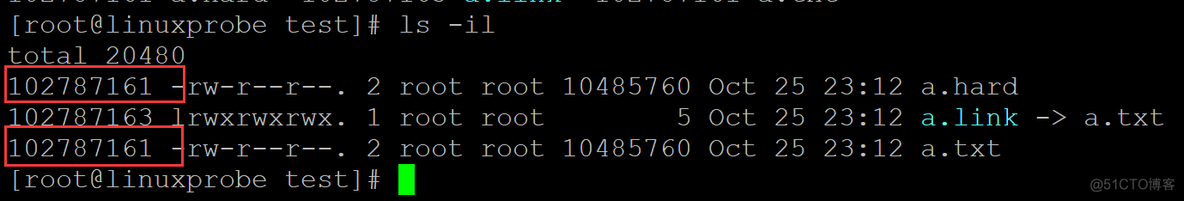 linux系统中软链接和硬链接_连接数_02