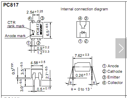 pc817引脚图和参数图片