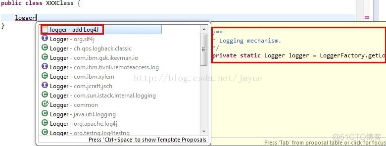 玩转Eclipse — 自动代码生成的Java Code Template_提示框_03