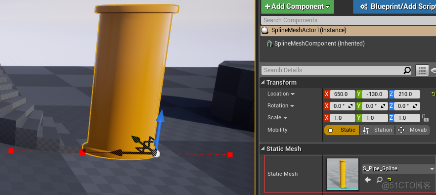 [UE4]Spline Mesh Actor_赋值_02