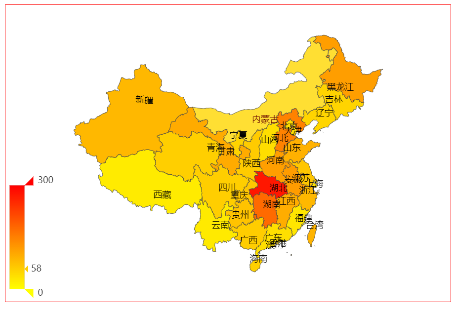 roam,label,zoom,center,顯示某個區域,不同城市顏色不同,地圖和散點