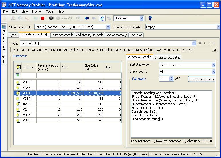 用 .NET Memory Profiler 跟踪.net 应用内存使用情况--基本应用篇(转)_非托管_10